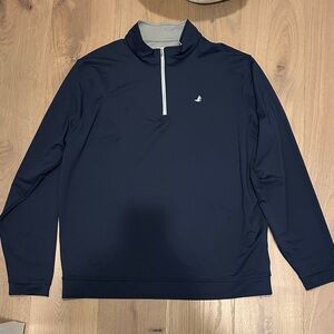 Peter Millar Blue and Light Gray Quarter-Zip Pullover